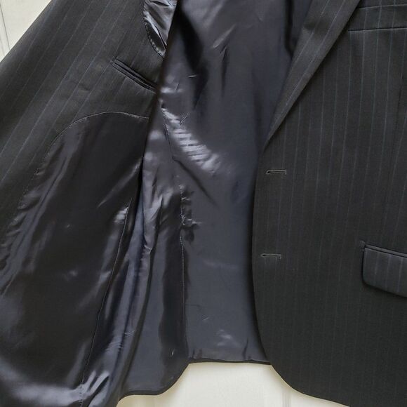 Jos. A. Bank 44L Gray Blue Stripe Wool Silk Blend 2 Button Vented Classic Office - Picture 5 of 15